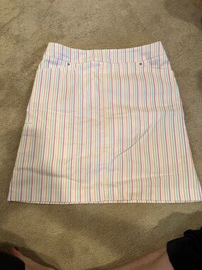 Renuar Pastel Multi-Striped Mini Skirt - White Base